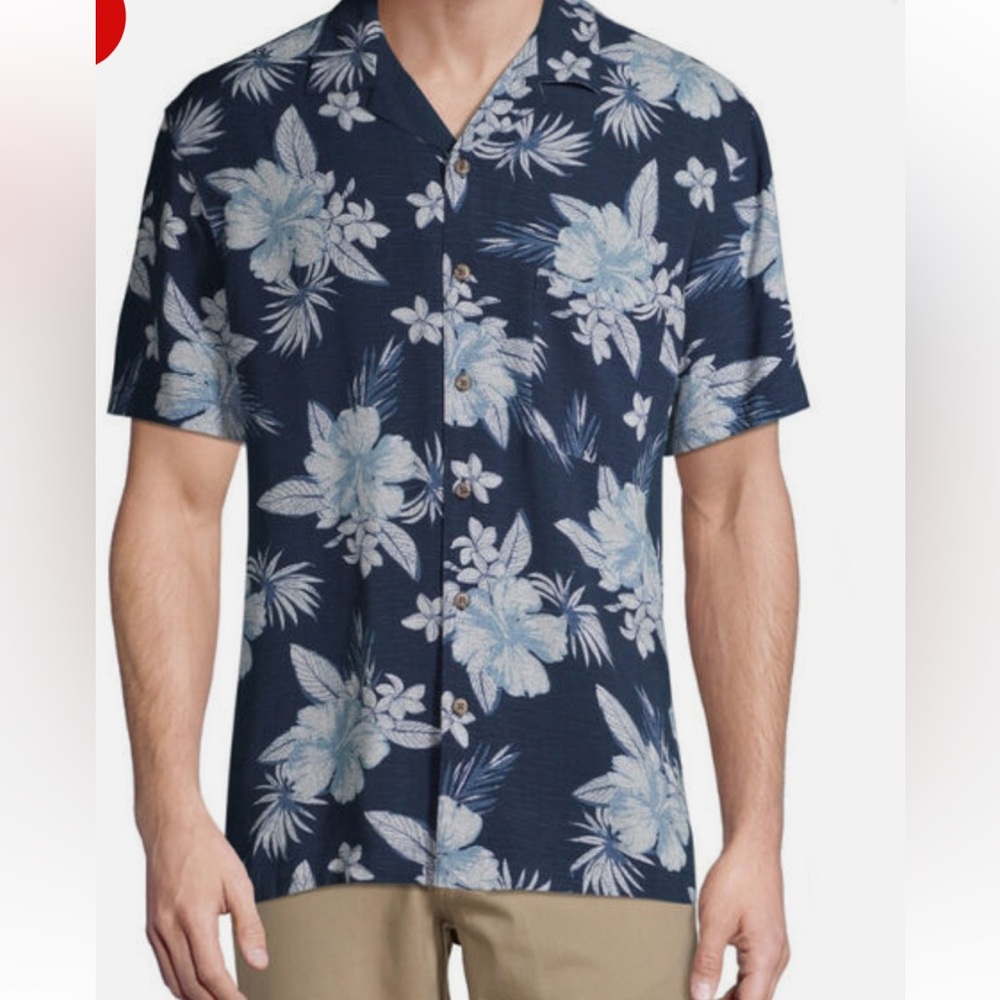 American Eagle FLEX Hawaiian
Short Sleeve Button Up Shirt Men's
Lg Blue Floral